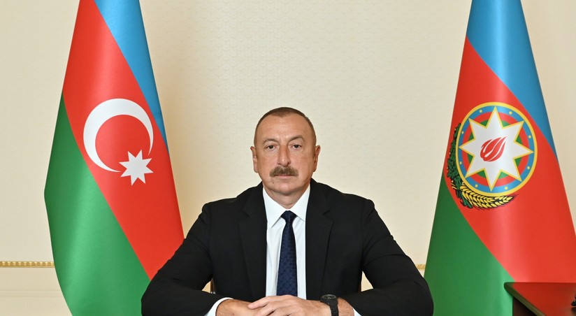 Президент Ильхам Алиев выступает на открытии II Шушинского глобального медиафорума