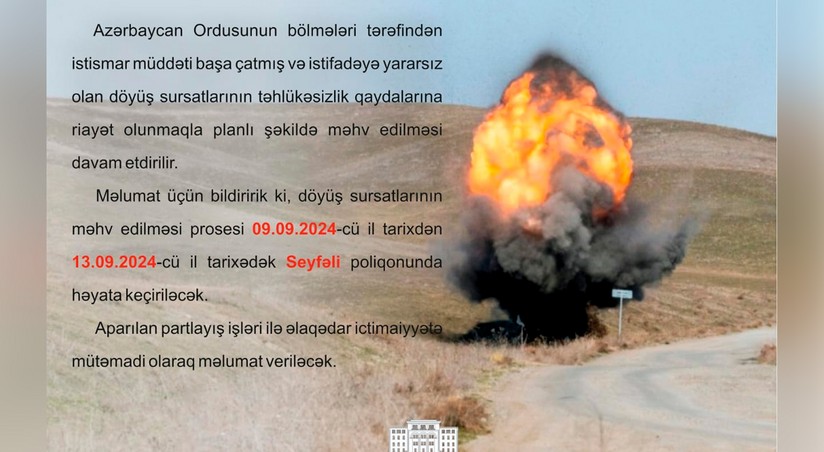 Минобороны: На полигоне Сейфали будет проведена утилизация боеприпасов